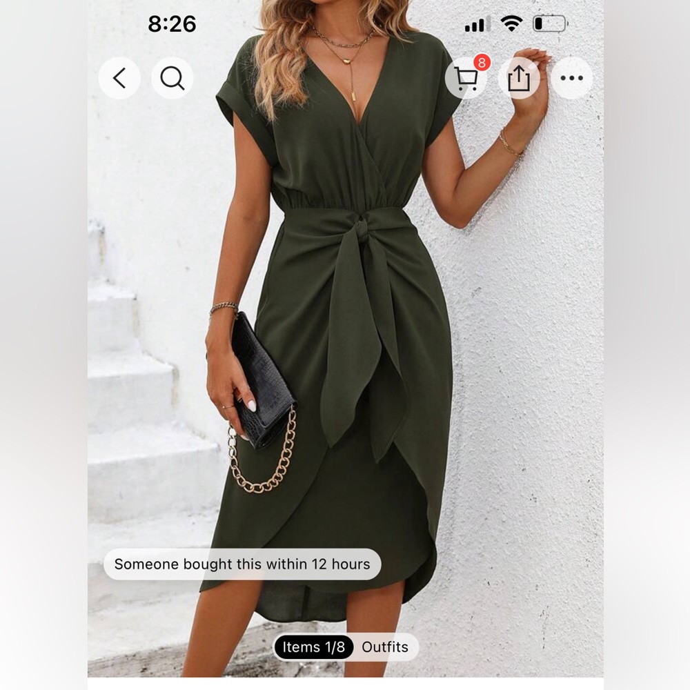 Army green asymmetrical dress